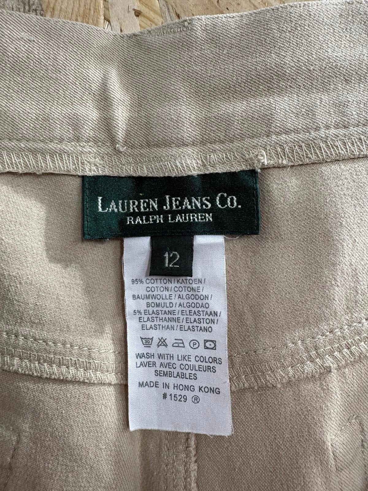 Ralph Lauren Jeans UK 12 W32 L32 Women Beige Tapered Fit Zip Fly Vintage Y2K
