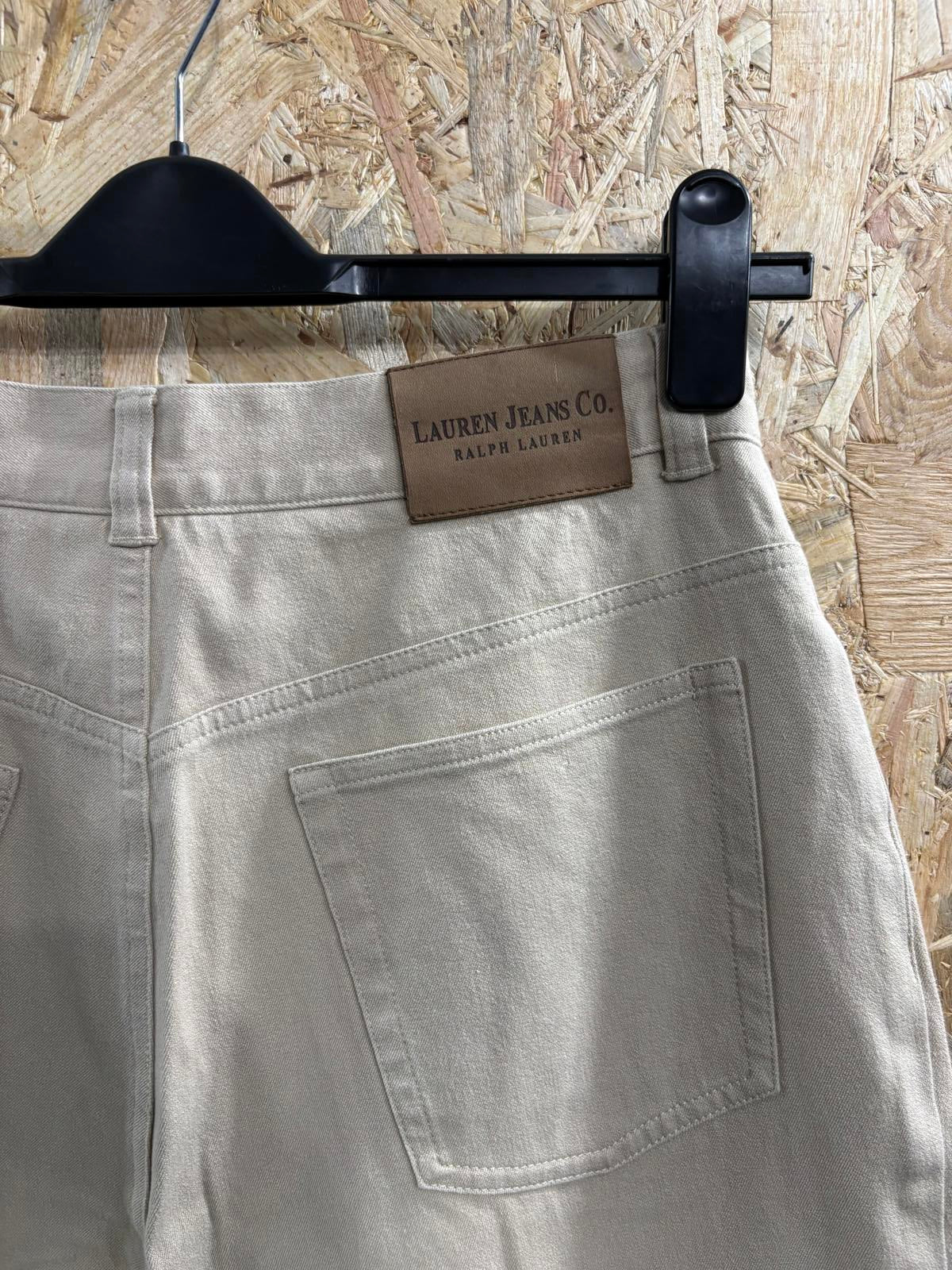 Ralph Lauren Jeans UK 12 W32 L32 Women Beige Tapered Fit Zip Fly Vintage Y2K