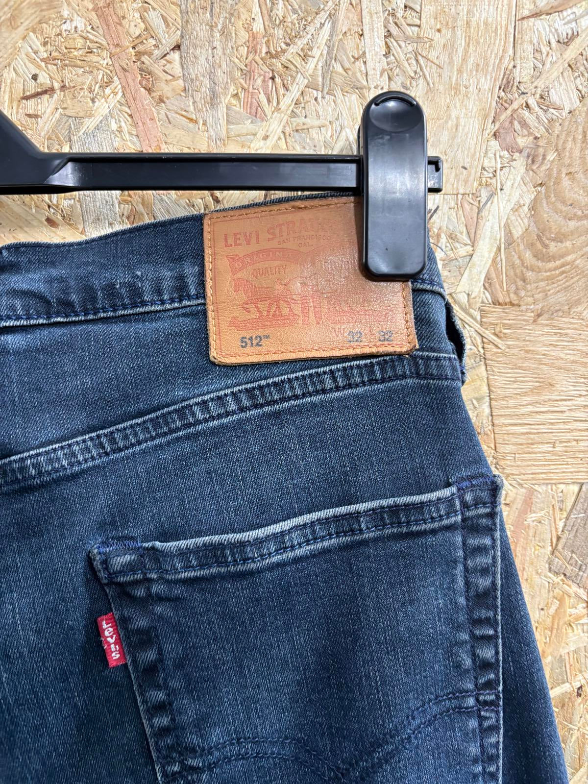 Levis 512 Slim Jeans W32 L32 Men Navy Blue Stretch Red Tab Zip Fly Indie Rock