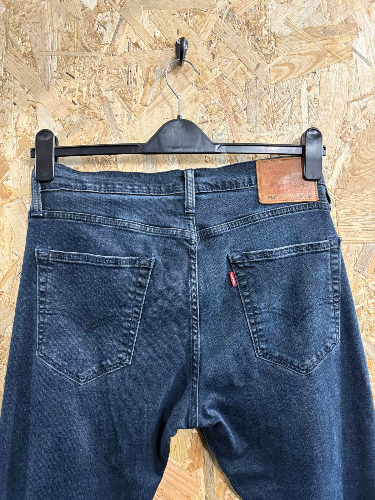 Levis 512 Slim Jeans W32 L32 Men Navy Blue Stretch Red Tab Zip Fly Indie Rock