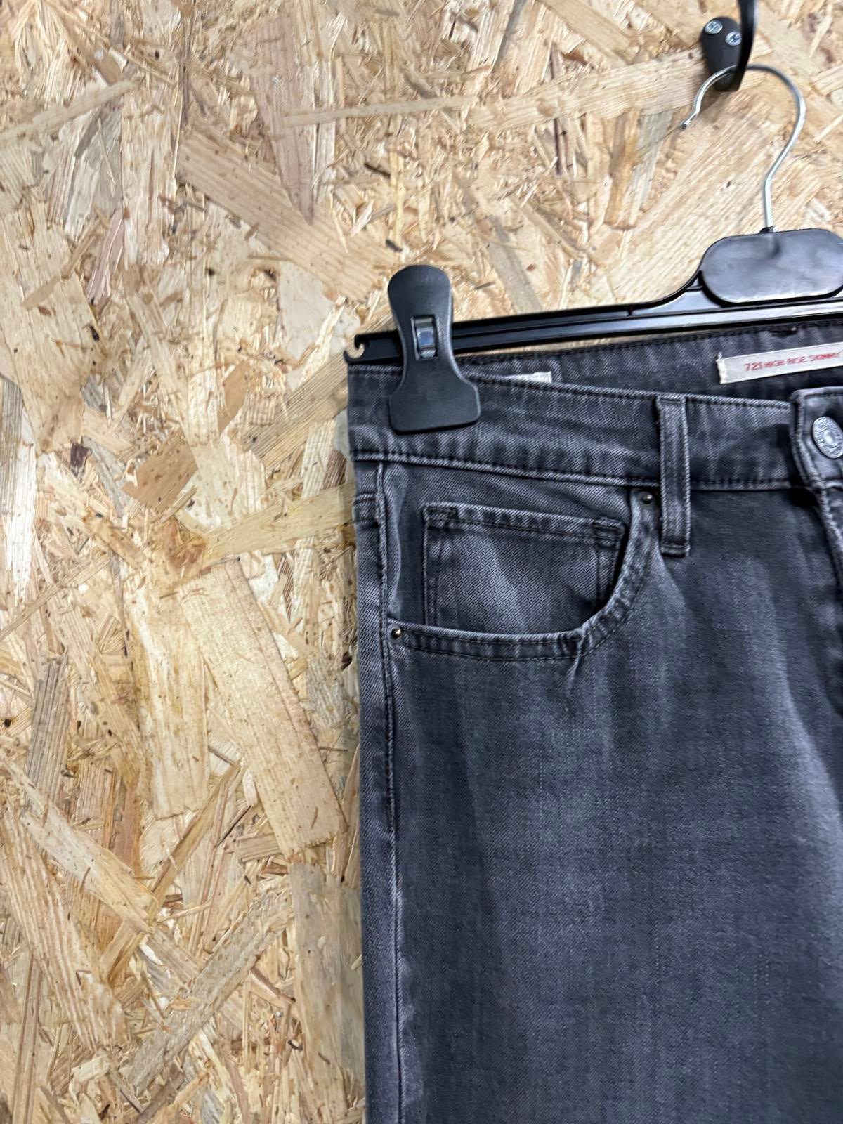 Levis 721 High Rise Skinny Jeans Size 8 W27 L30 Women Black Grey Stretch Slim