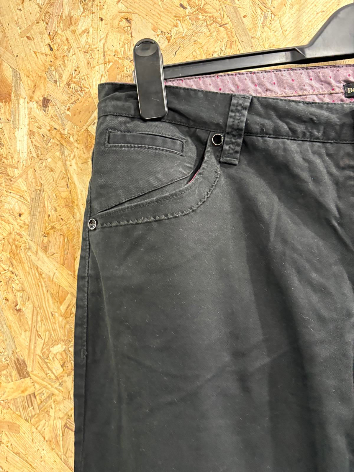 Best Company Chino Trousers UK 16 W34 L31 Women Black Wide Leg Relax Fit Zip Fly