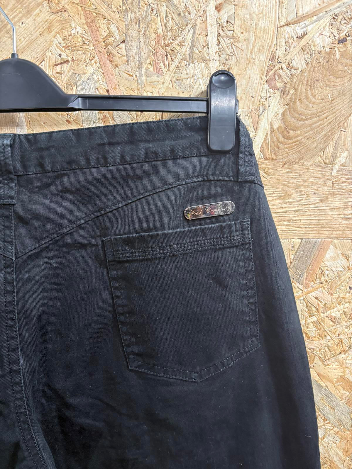 Best Company Chino Trousers UK 16 W34 L31 Women Black Wide Leg Relax Fit Zip Fly