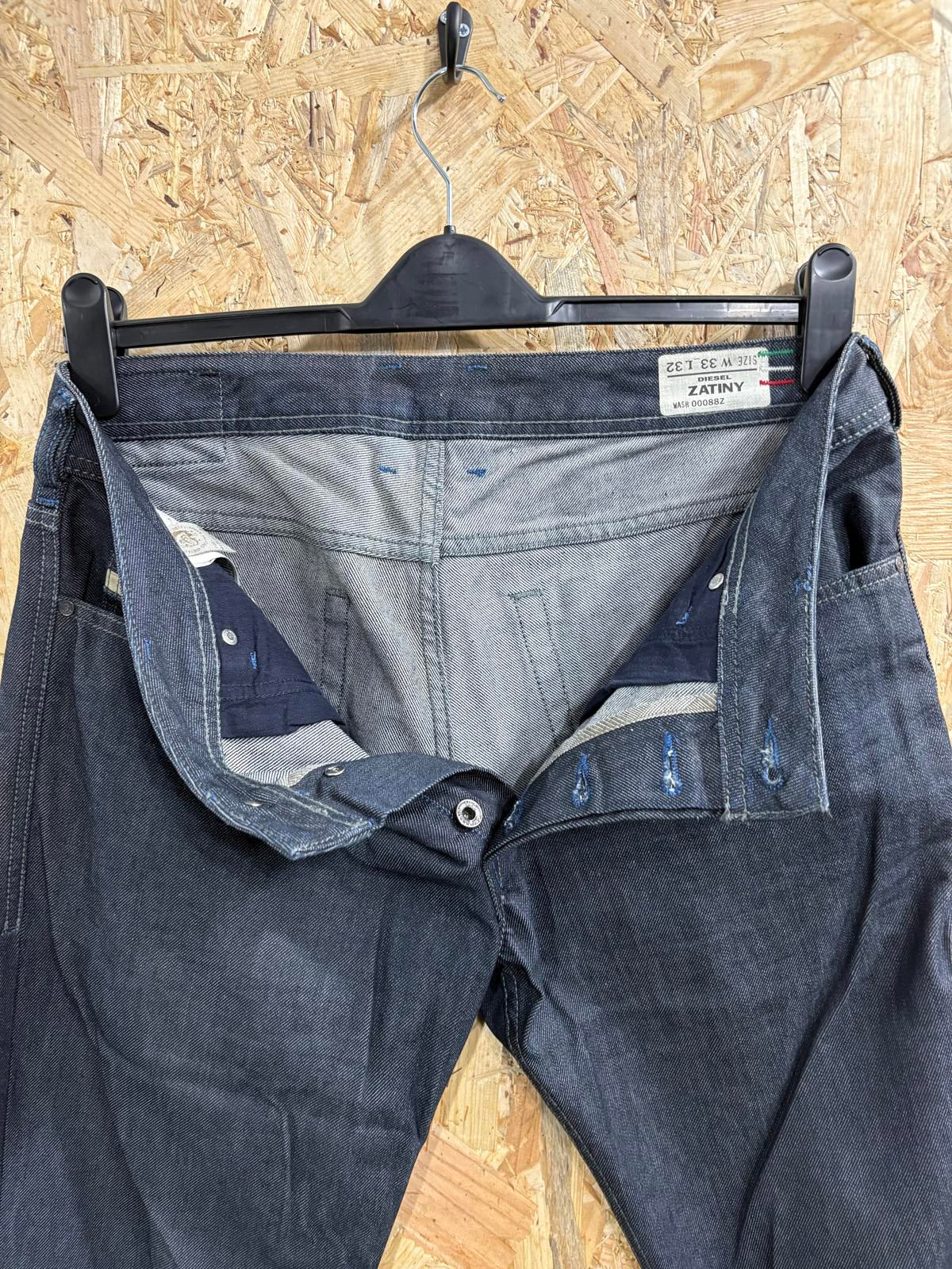 Diesel Zatiny Jeans W33 L32 Men Rigid Denim Dark Blue Straight 00088z Button Fly