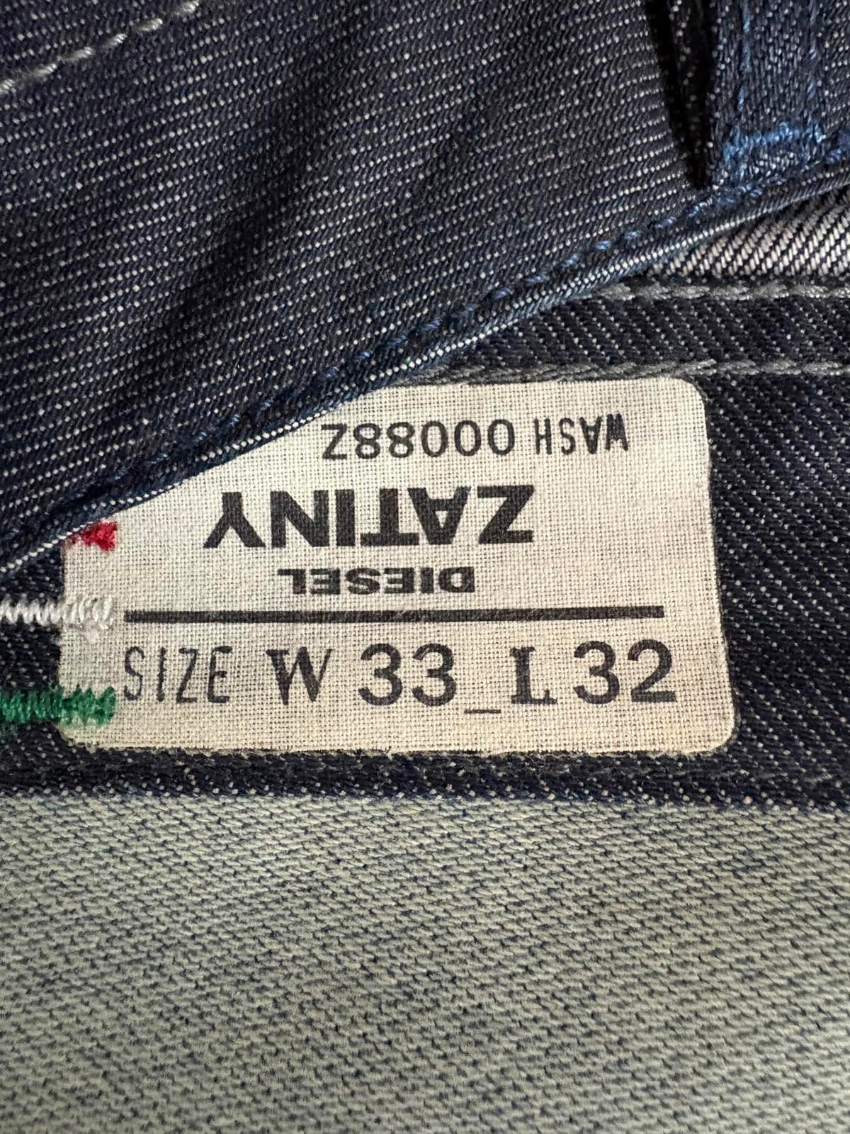 Diesel Zatiny Jeans W33 L32 Men Rigid Denim Dark Blue Straight 00088z Button Fly