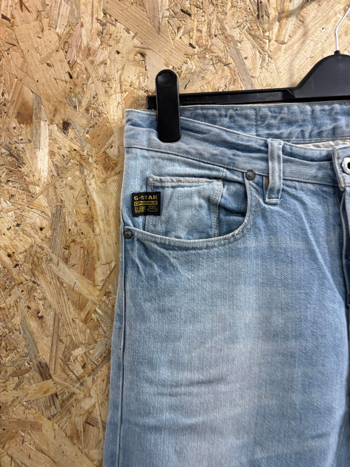 G-Star Raw Yield Slim Jeans W33 L32 Men Light Blue Straight Leg Button Fly