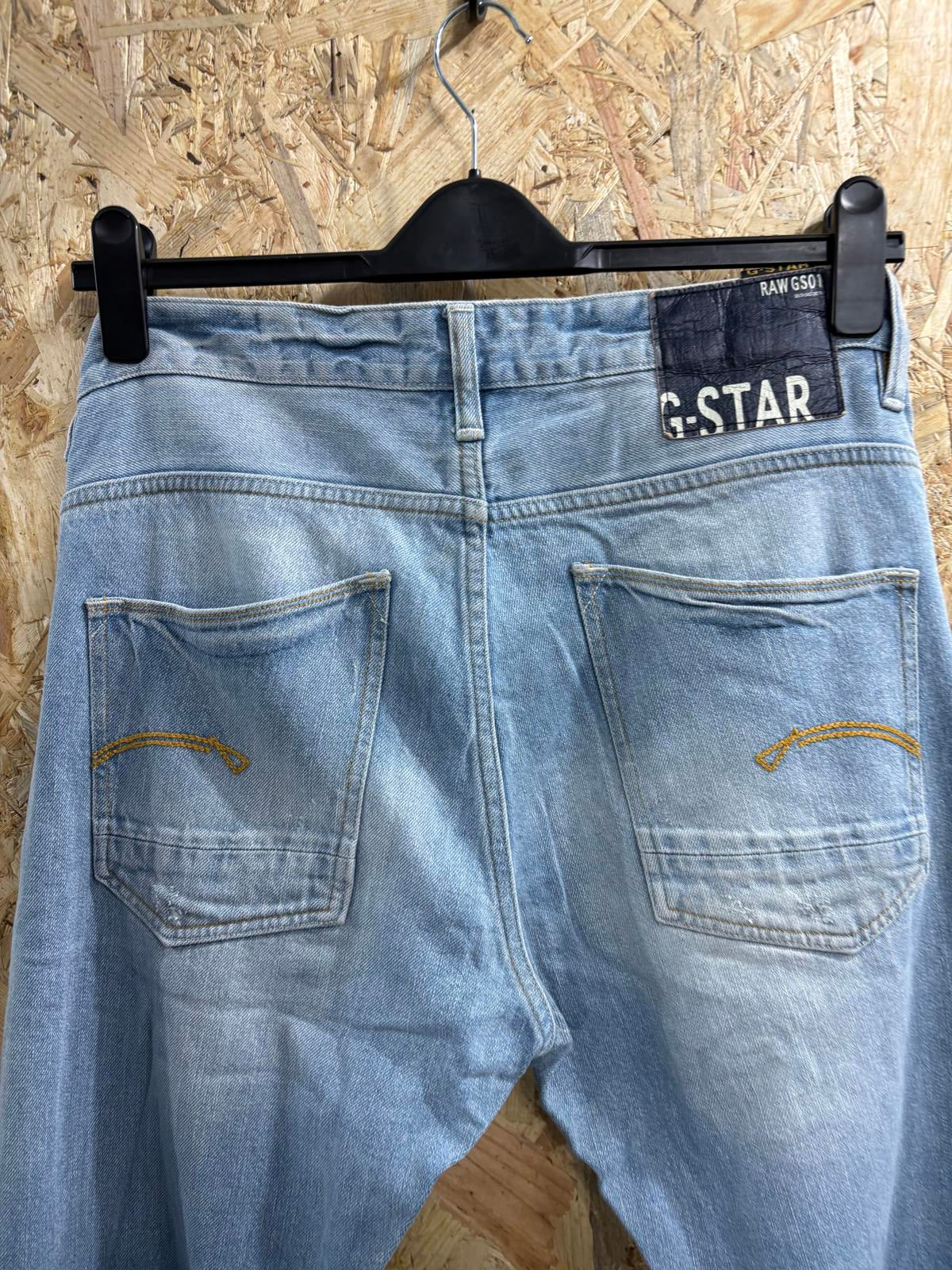 G-Star Raw Yield Slim Jeans W33 L32 Men Light Blue Straight Leg Button Fly