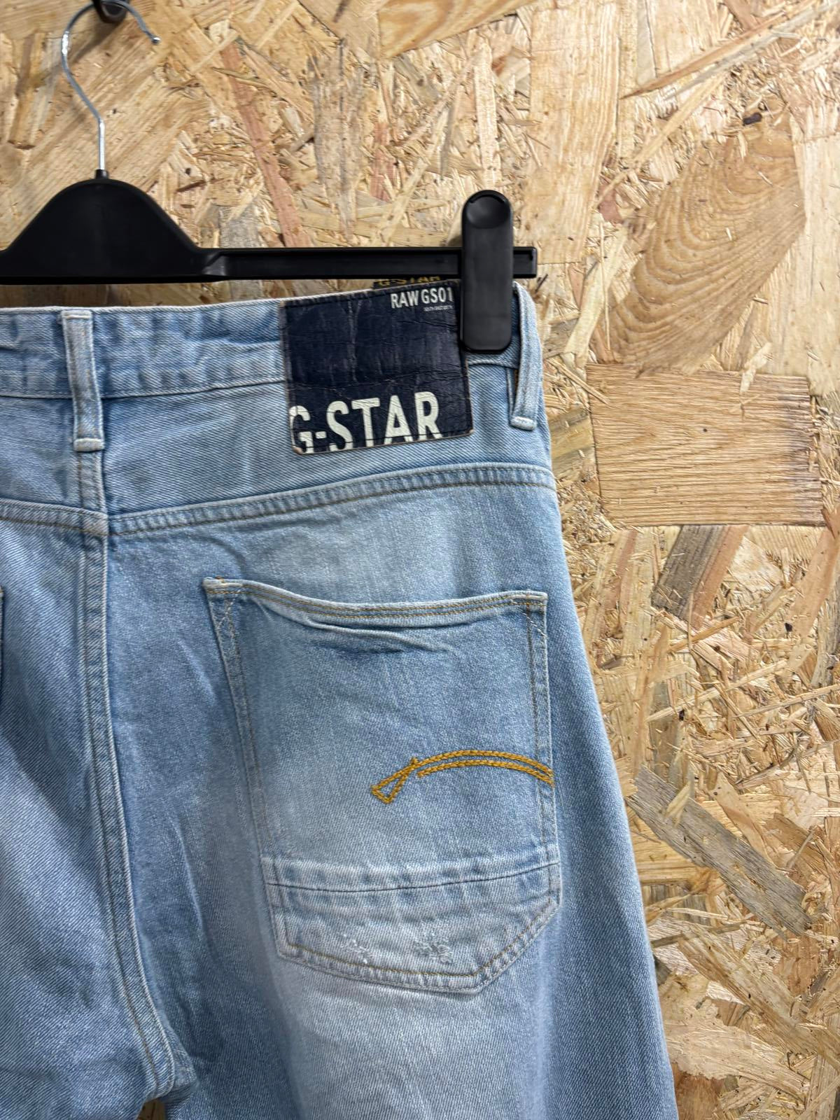G-Star Raw Yield Slim Jeans W33 L32 Men Light Blue Straight Leg Button Fly