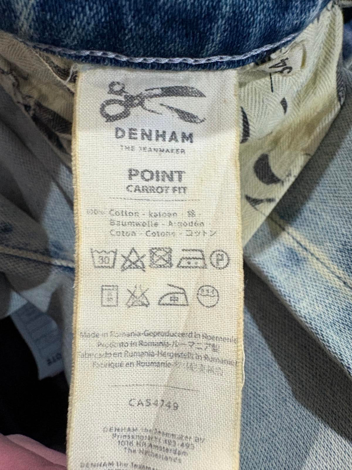 Denham Jeans W31 L34 Men Light Blue Stonewashed 14oz Point RB Soft Denim Zip Fly