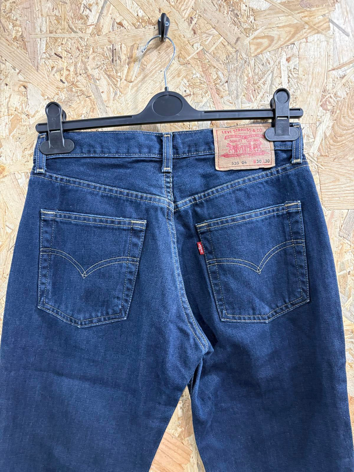 Levis 535 Bootcut Jeans W30 L30 Vintage Y2K Dark Blue Denim Zip Fly Red Tab