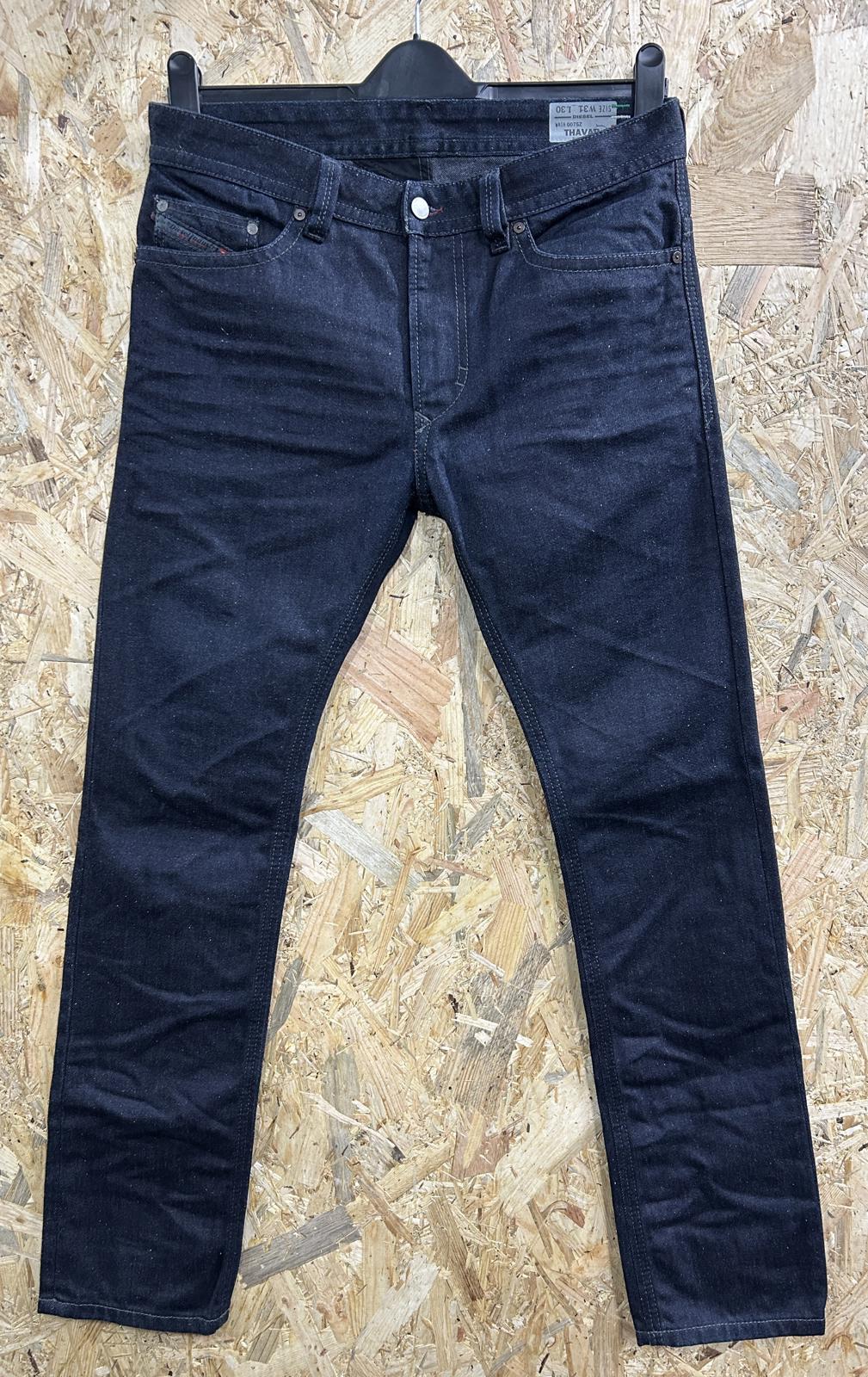 Diesel Thavar Jeans W31 L3 Men Slim Skinny Navy Blue Neppy Denim 0075z Zip Fly