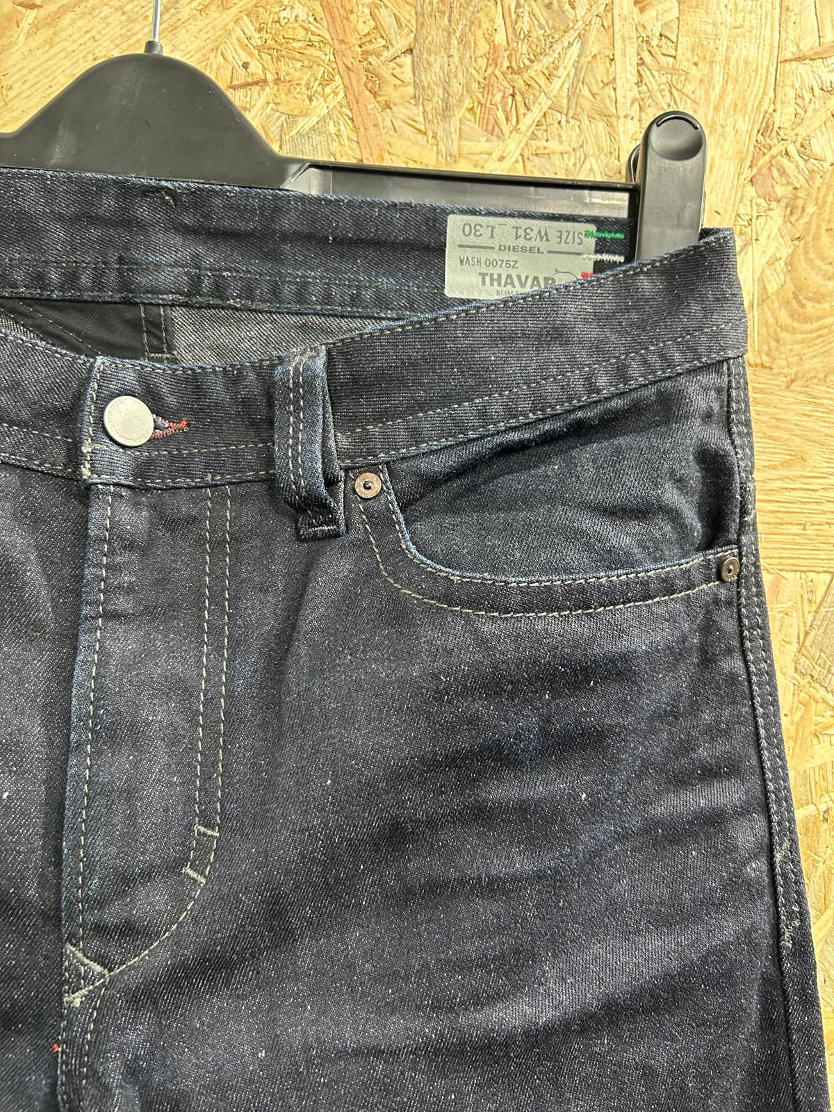 Diesel Thavar Jeans W31 L3 Men Slim Skinny Navy Blue Neppy Denim 0075z Zip Fly