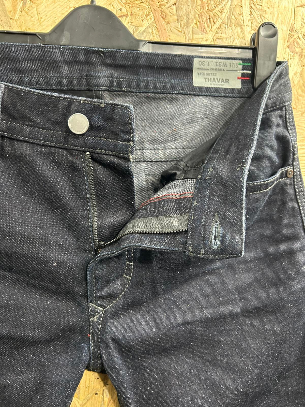 Diesel Thavar Jeans W31 L3 Men Slim Skinny Navy Blue Neppy Denim 0075z Zip Fly