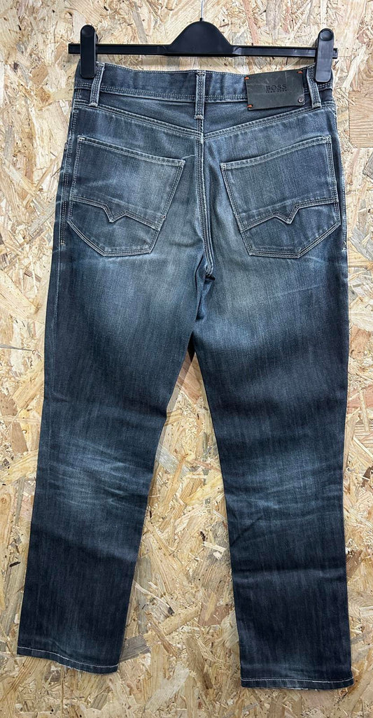 Hugo Boss Jeans W30 L30 Men Regular Fit Navy Blue Denim Straight Leg Zip Fly