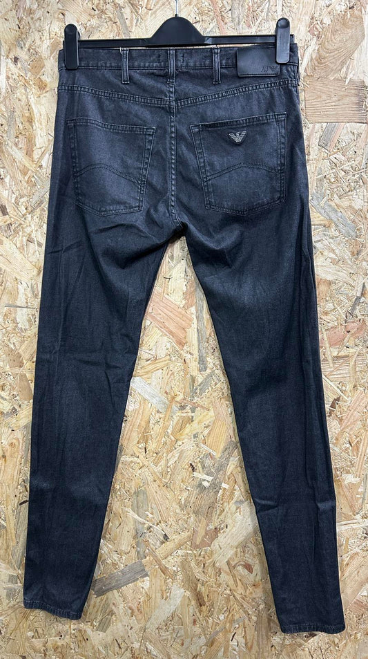 Armani J45 Slim Jeans W32 L32 Men Black Soft Stretch Denim Straight Leg Zip Fly