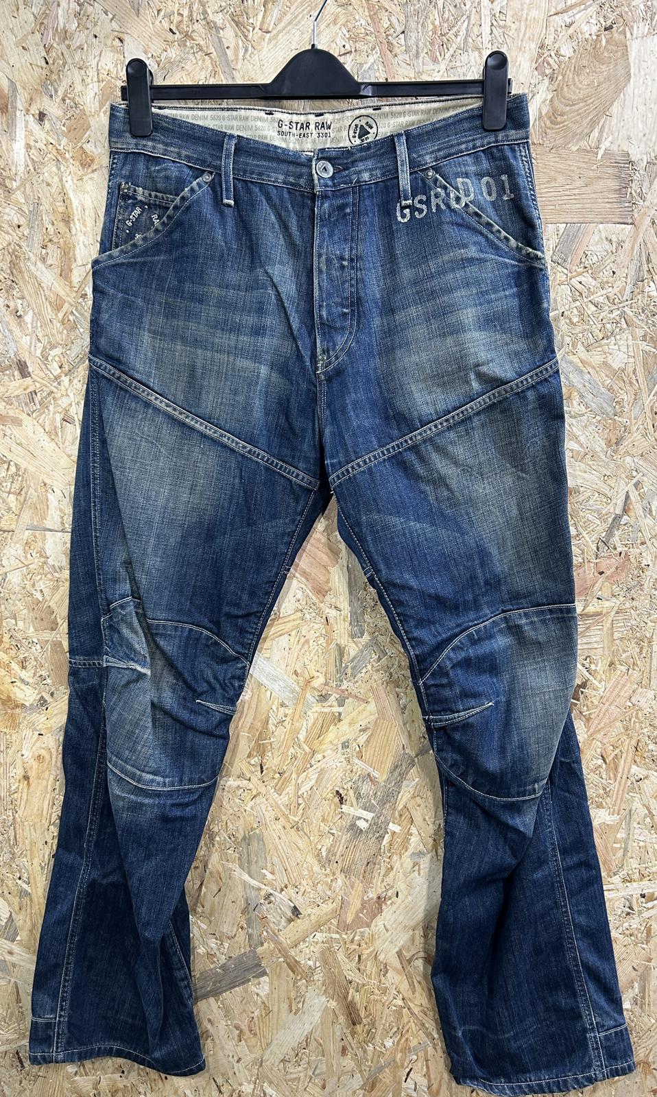 G-Star Elwood 3D Loose Jeans W32 L32 Men Buckle Back Cinch Blue Vintage Y2K