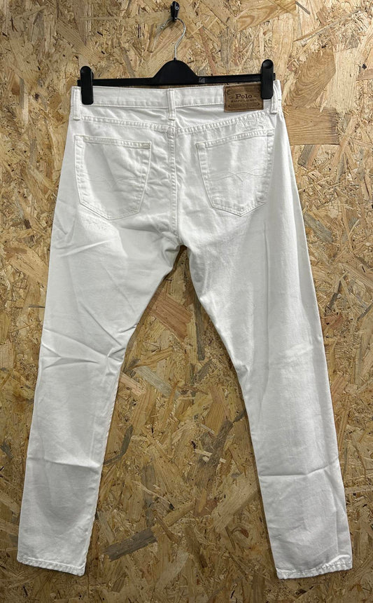 Polo Ralph Lauren White Jeans W32 L32 Men Distressed Slim Leg Button Fly