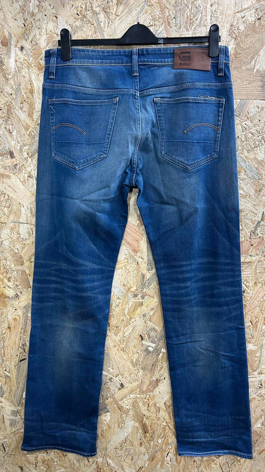 G-Star 3301 Loose Fit Jeans W33 L32 Men Mid Blue Straight Leg Button Fly