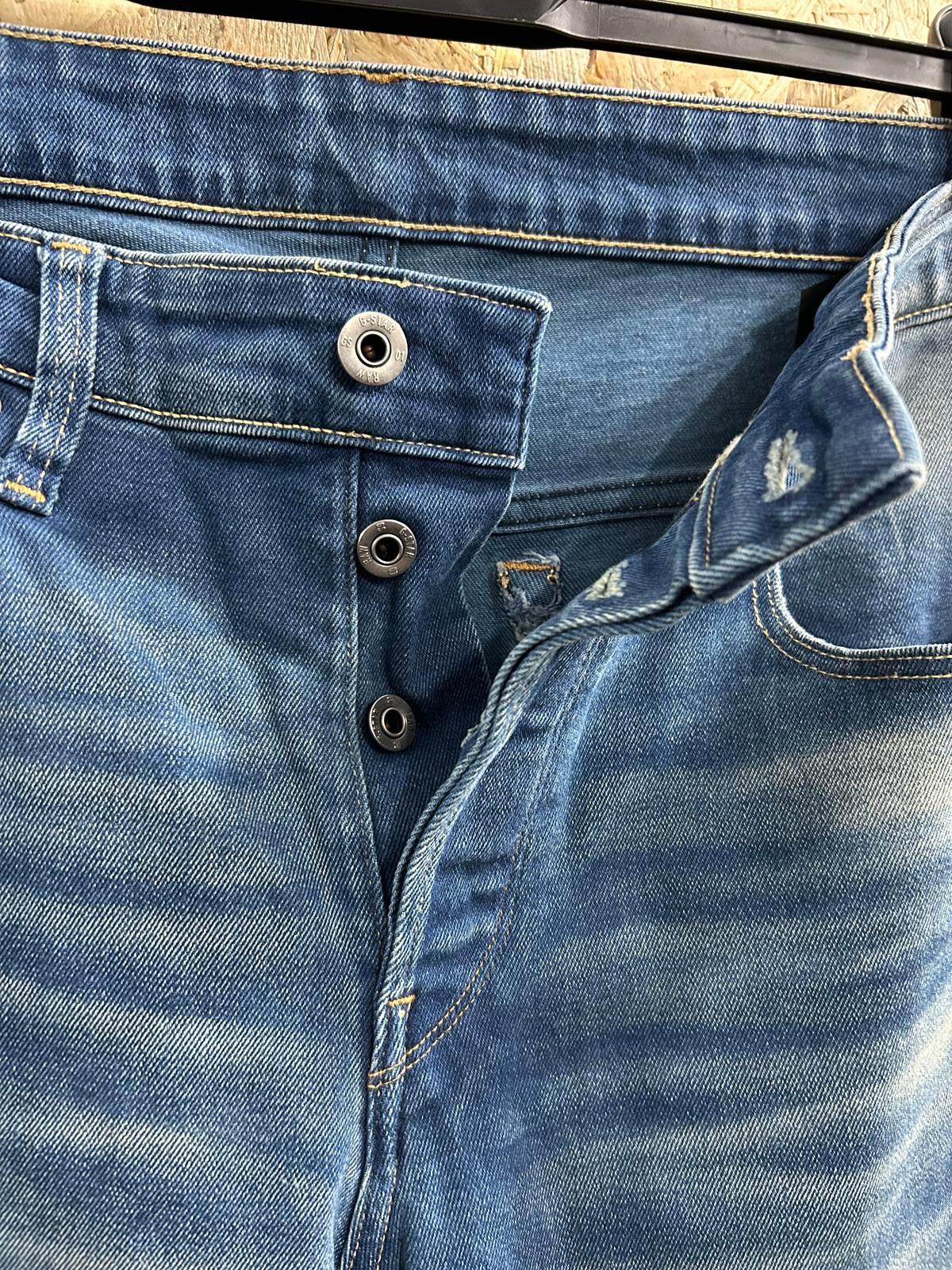 G-Star 3301 Loose Fit Jeans W33 L32 Men Mid Blue Straight Leg Button Fly