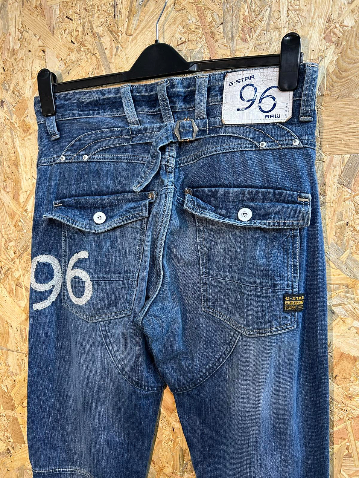 G-Star Elwood Heritage Embro Narrow Jeans W33 L34 Men Y2K Buckle Blue Vintage