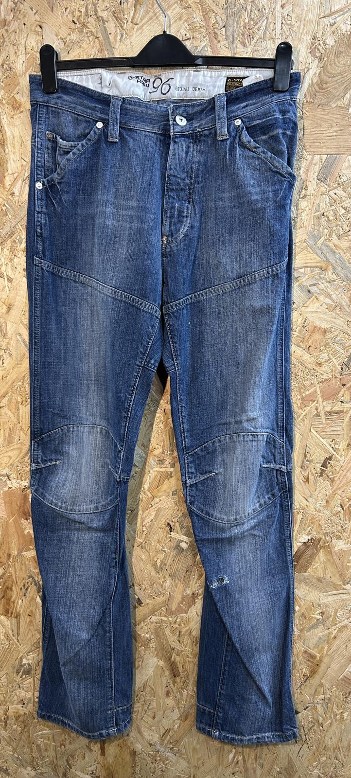 G-Star Elwood Heritage Embro Narrow Jeans W33 L34 Men Y2K Buckle Blue Vintage