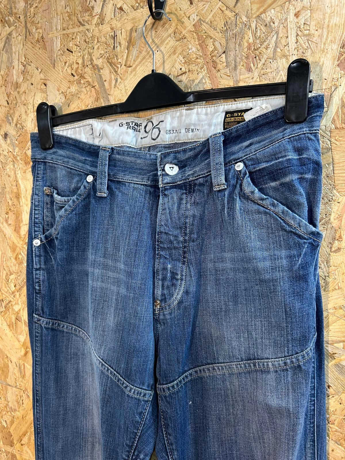 G-Star Elwood Heritage Embro Narrow Jeans W33 L34 Men Y2K Buckle Blue Vintage