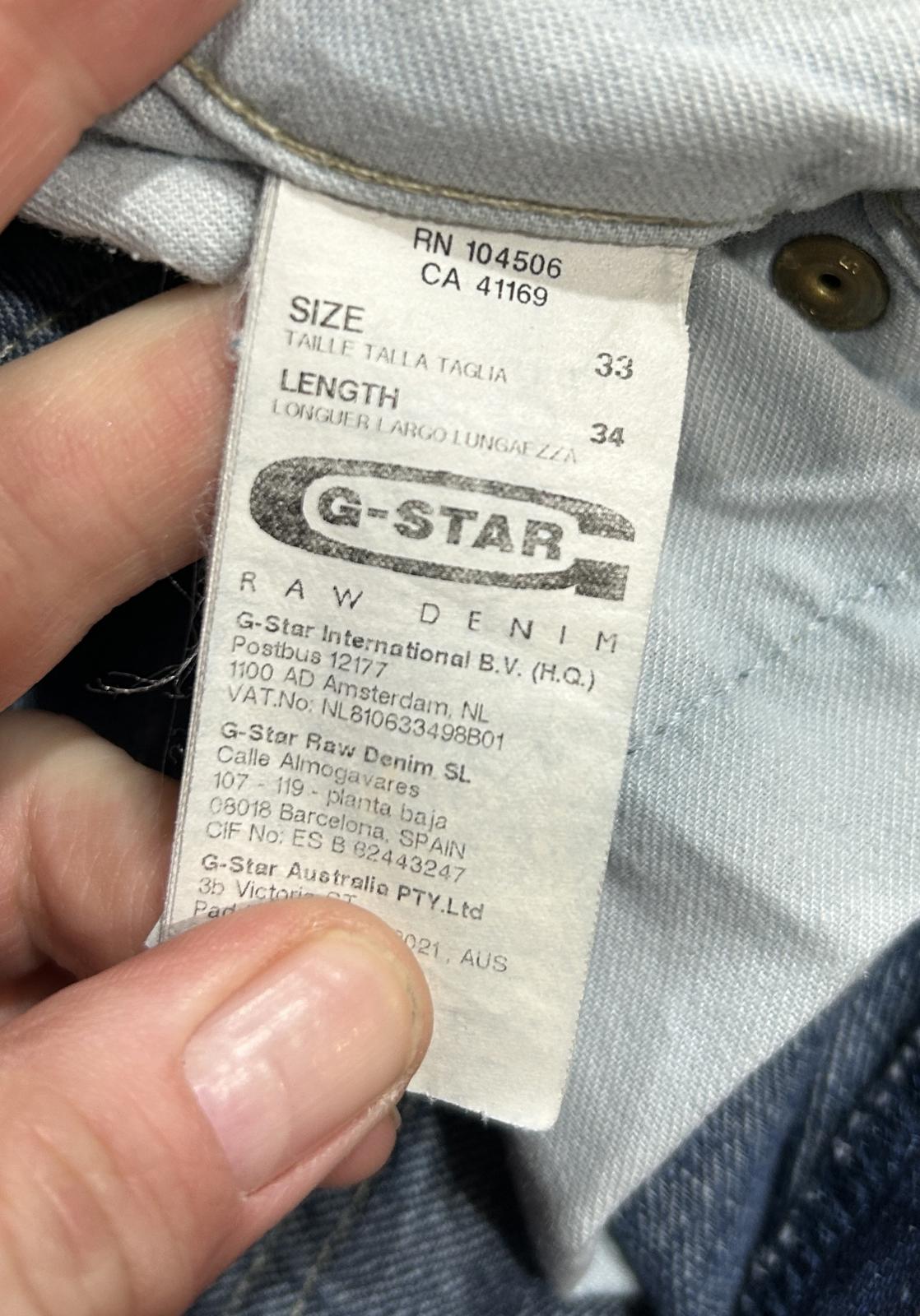 G-Star Elwood Heritage Embro Narrow Jeans W33 L34 Men Y2K Buckle Blue Vintage
