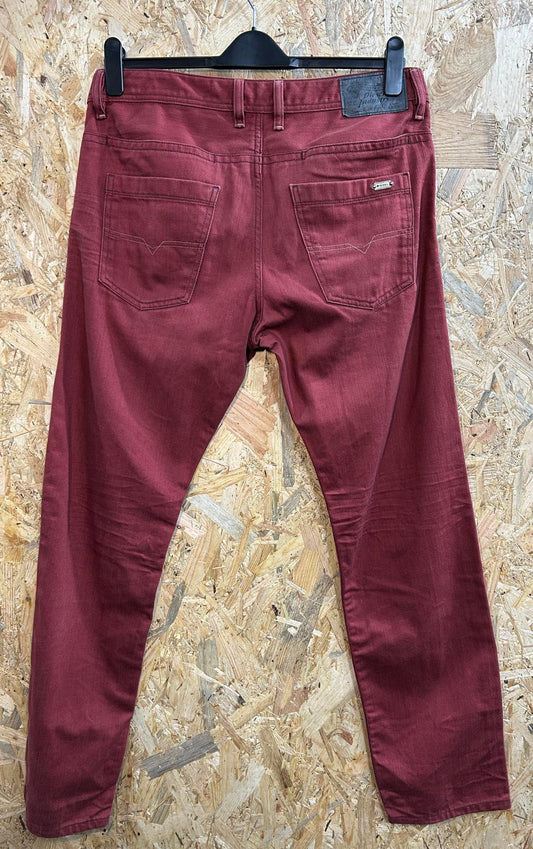 Diesel Braddom Jeans W34 L32 Men Red Rust Denim Regular Slim Carrot Fit 008QU