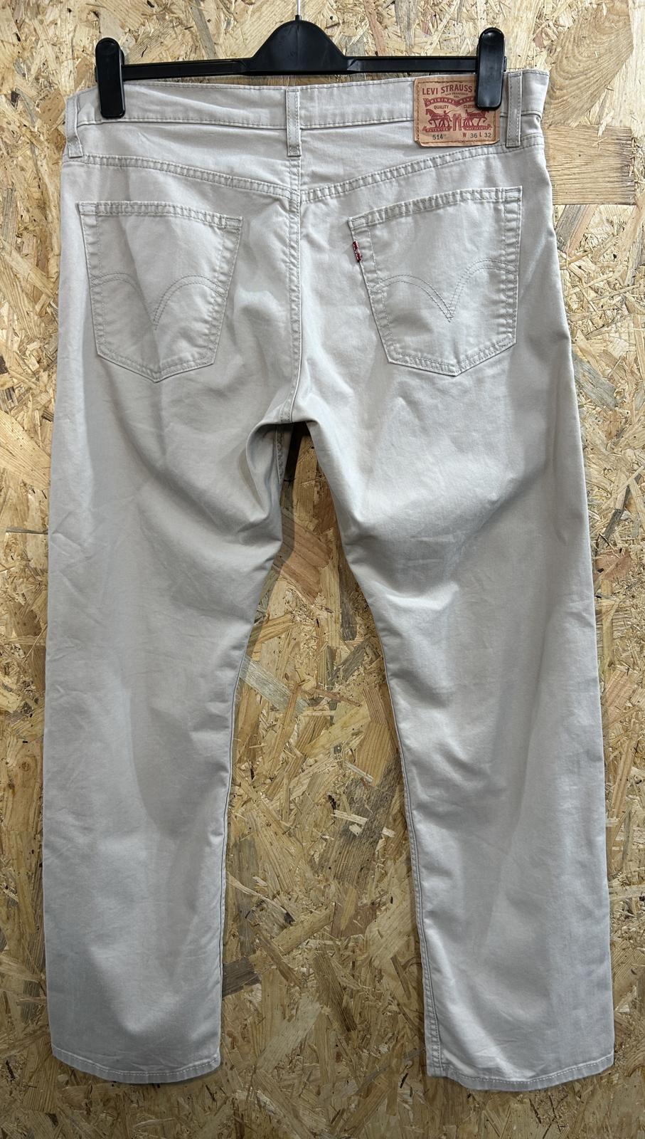 Levis 514 Stone Jeans W36 L32 Men Straight Fit Red Tab Chino Denim Beige Zip Fly