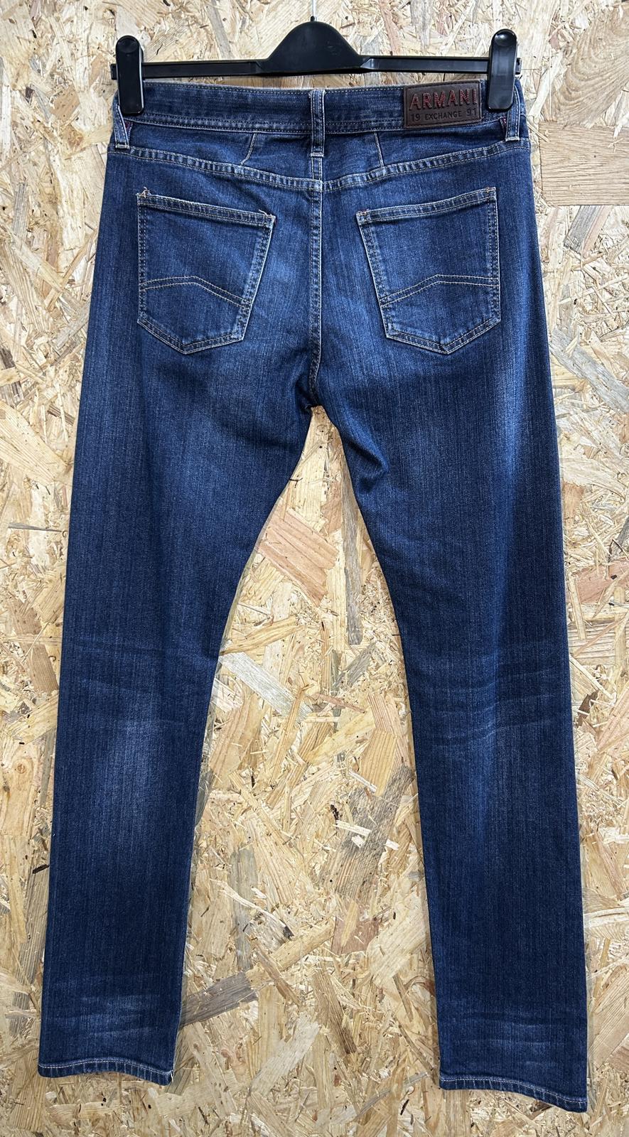 Armani J13 Slim Jeans W30 L33 Men Navy Blue Denim Straight Leg Zip Exchange 1991