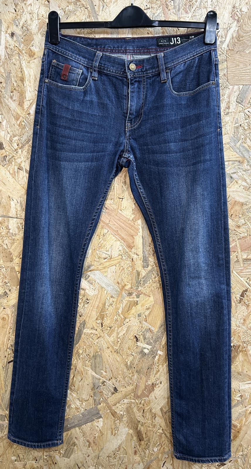 Armani J13 Slim Jeans W30 L33 Men Navy Blue Denim Straight Leg Zip Exchange 1991