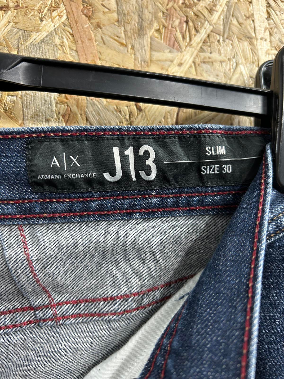 Armani J13 Slim Jeans W30 L33 Men Navy Blue Denim Straight Leg Zip Exchange 1991