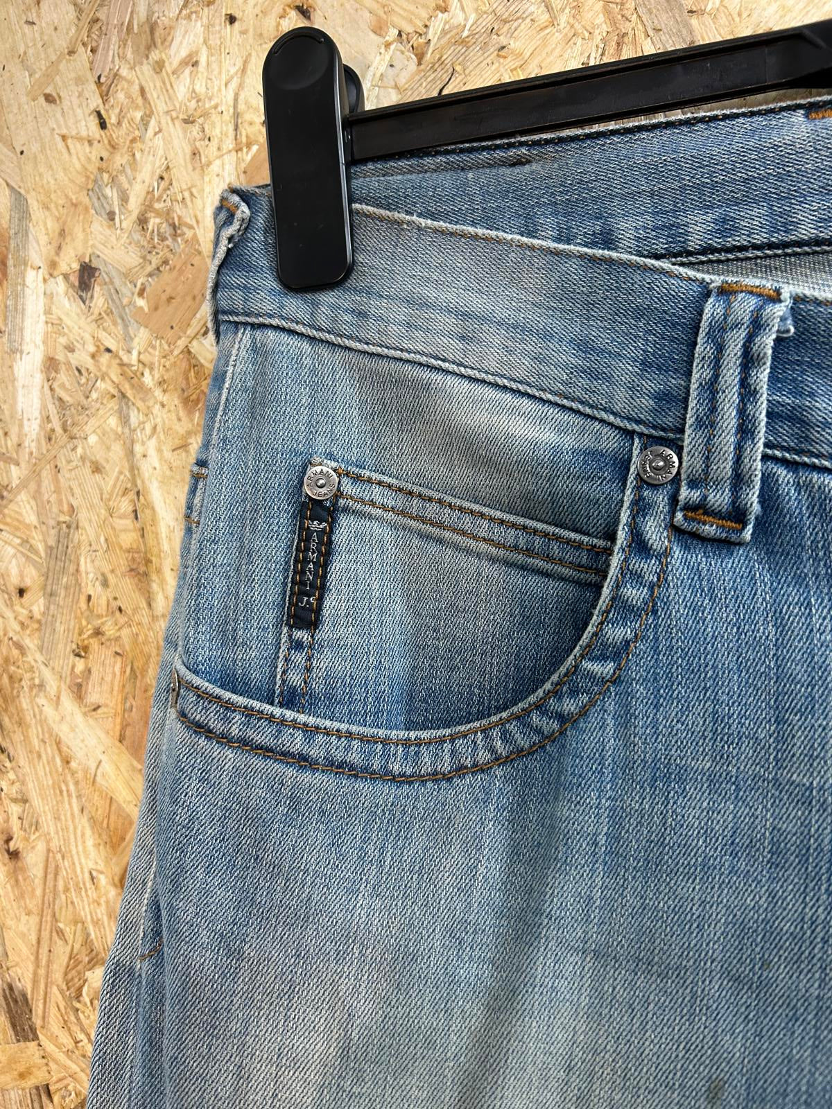 Vintage Armani Jeans W32 L32 Men Light Blue Stonewash Denim Straight Regular