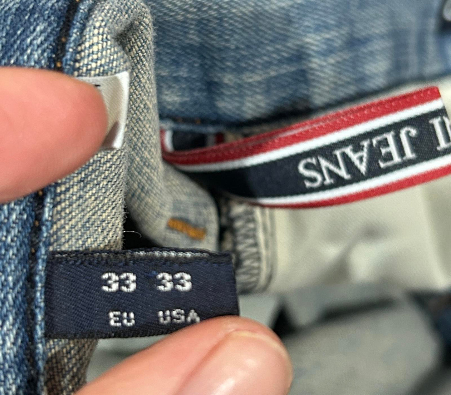 Vintage Armani Jeans W32 L32 Men Light Blue Stonewash Denim Straight Regular