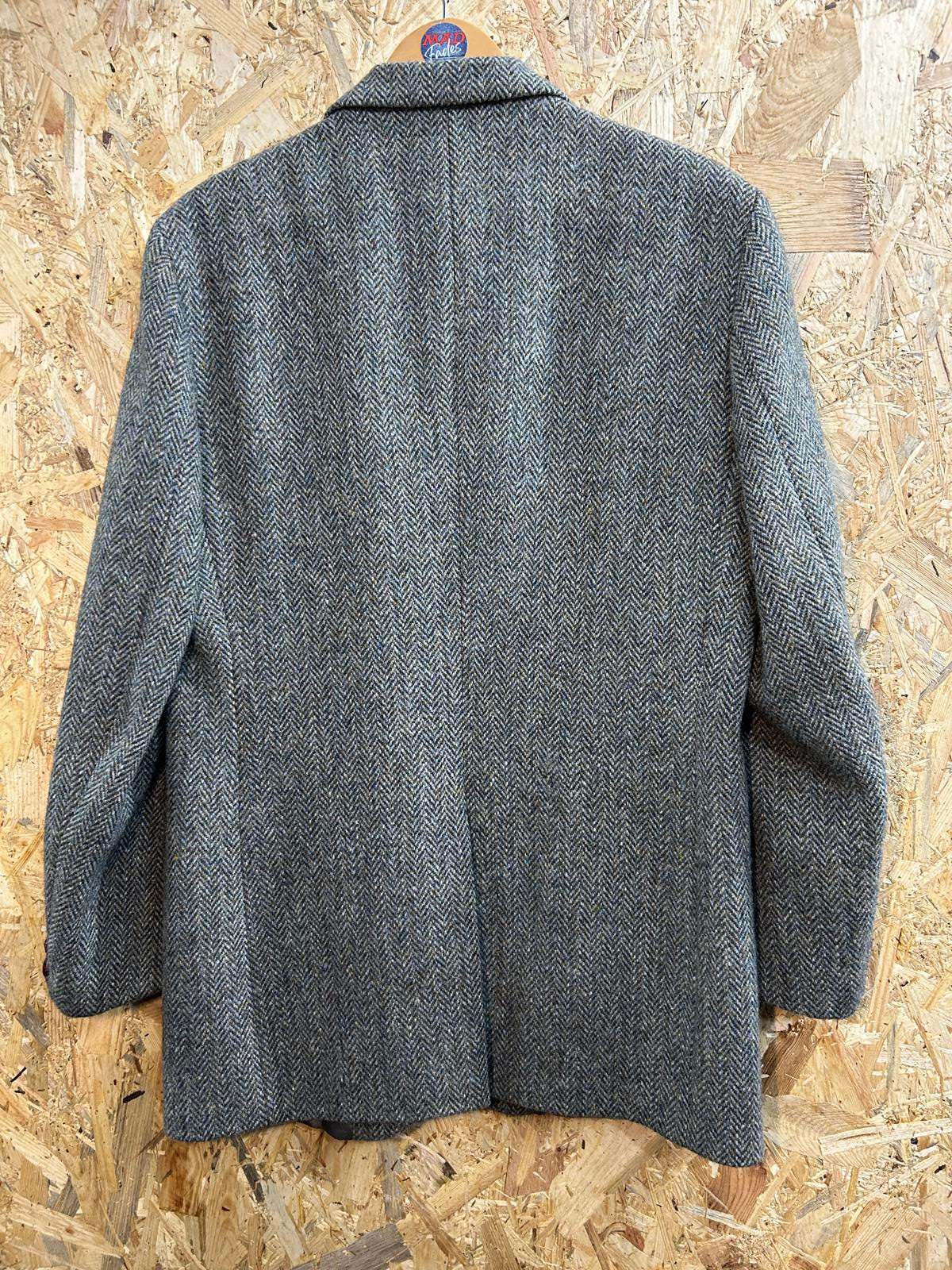 Dunn & Co Harris Tweed Wool Blazer Jacket Medium Men Grey Khaki Vintage Country