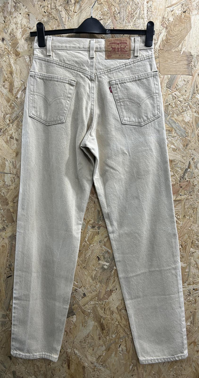 Vintage Levis 550 USA Jeans W30 L34 Men Straight Leg Cream Stone Beige Zip Fly