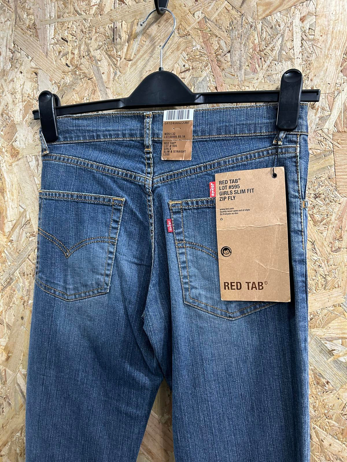 Levis 595 Slim Jeans Size 6-8 W26 L32 Women Mid Blue Straight Leg Y2K Vintage