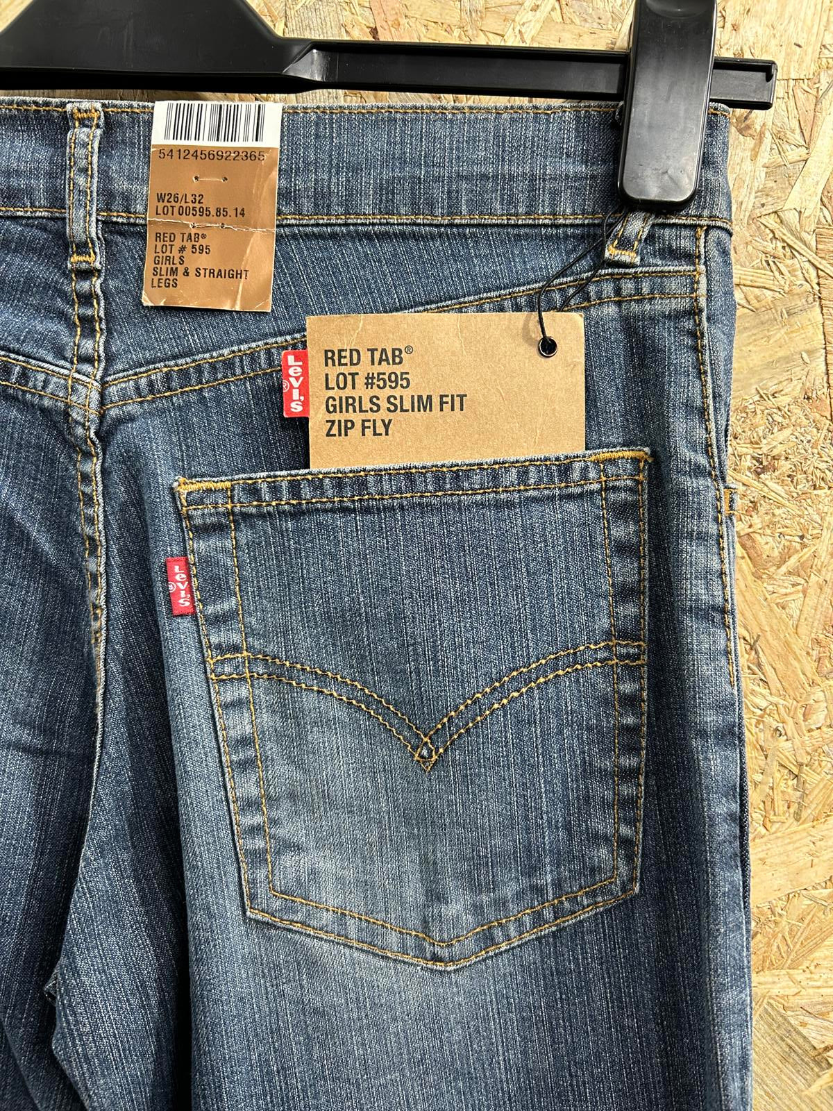 Levis 595 Slim Jeans Size 6-8 W26 L32 Women Mid Blue Straight Leg Y2K Vintage