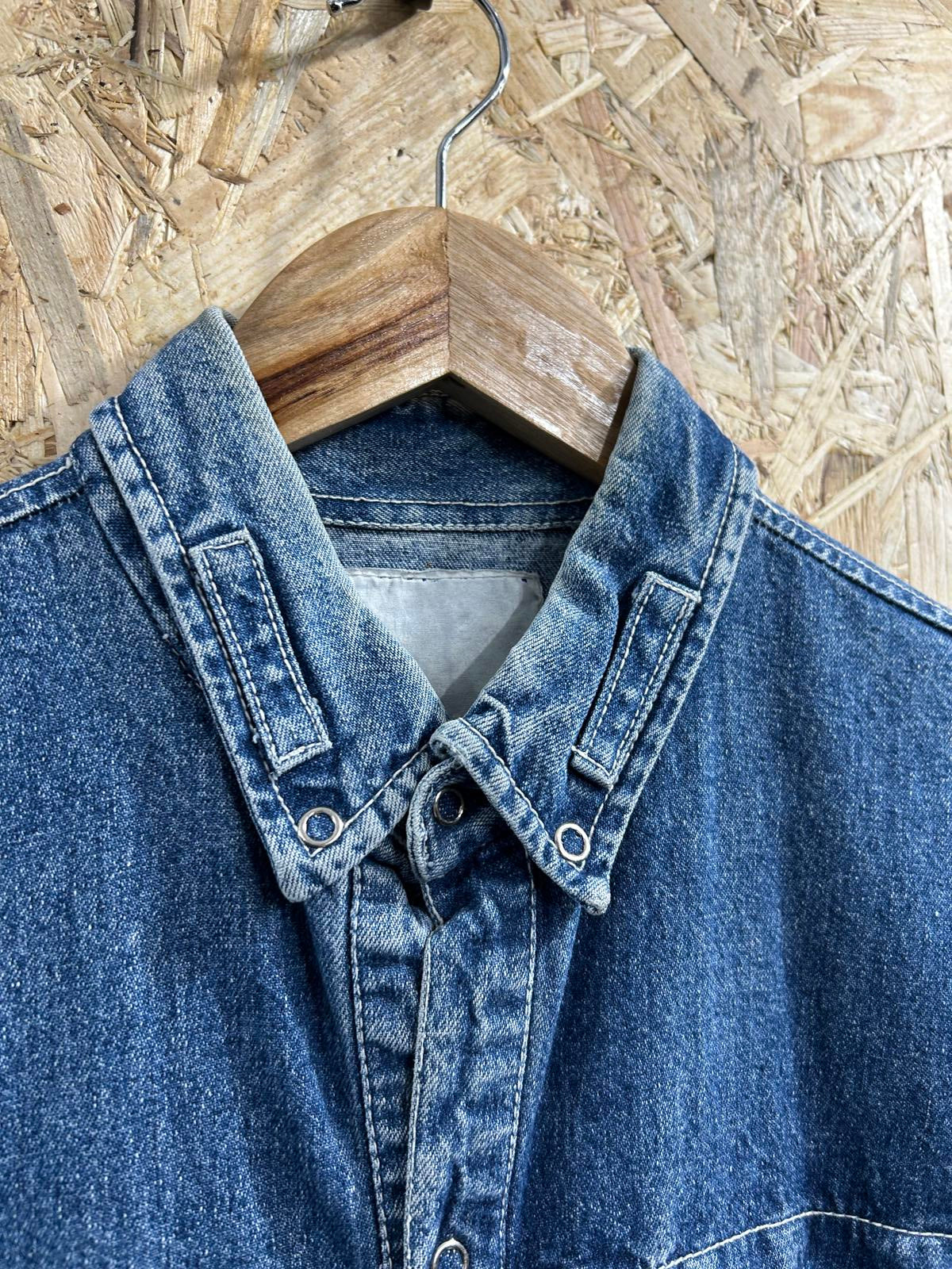 Vintage Diesel Denim Shirt Large Men Made in Italy Snap Mid Blue Distressed 90s