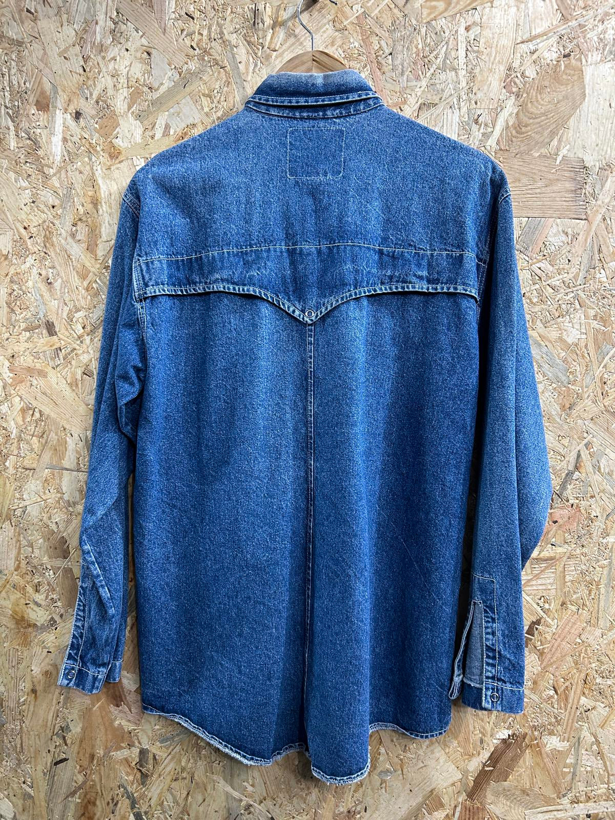 Vintage Diesel Denim Shirt Large Men Made in Italy Snap Mid Blue Distressed 90s