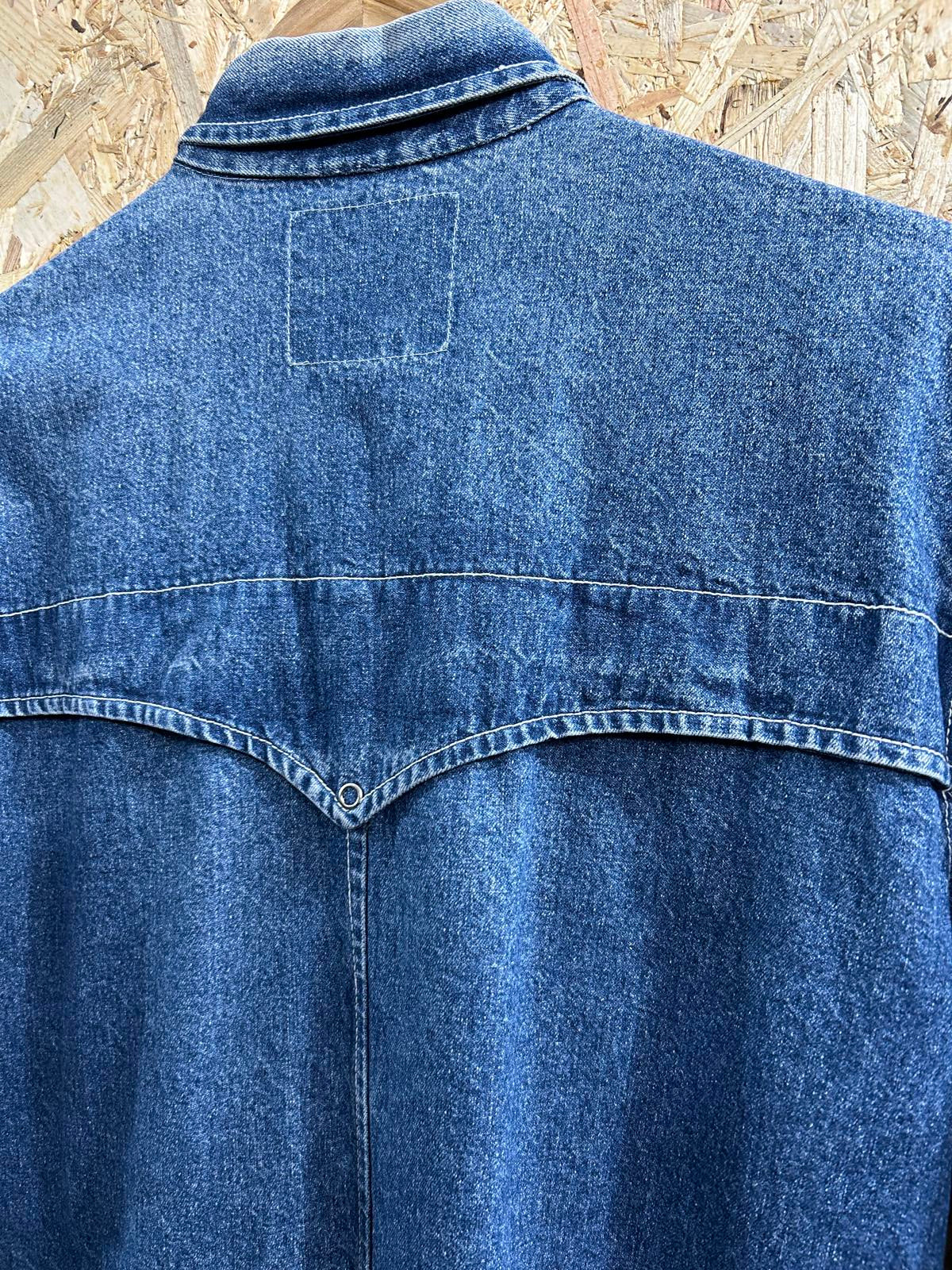 Vintage Diesel Denim Shirt Large Men Made in Italy Snap Mid Blue Distressed 90s
