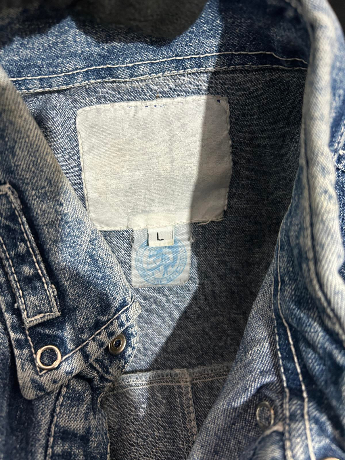 Vintage Diesel Denim Shirt Large Men Made in Italy Snap Mid Blue Distressed 90s