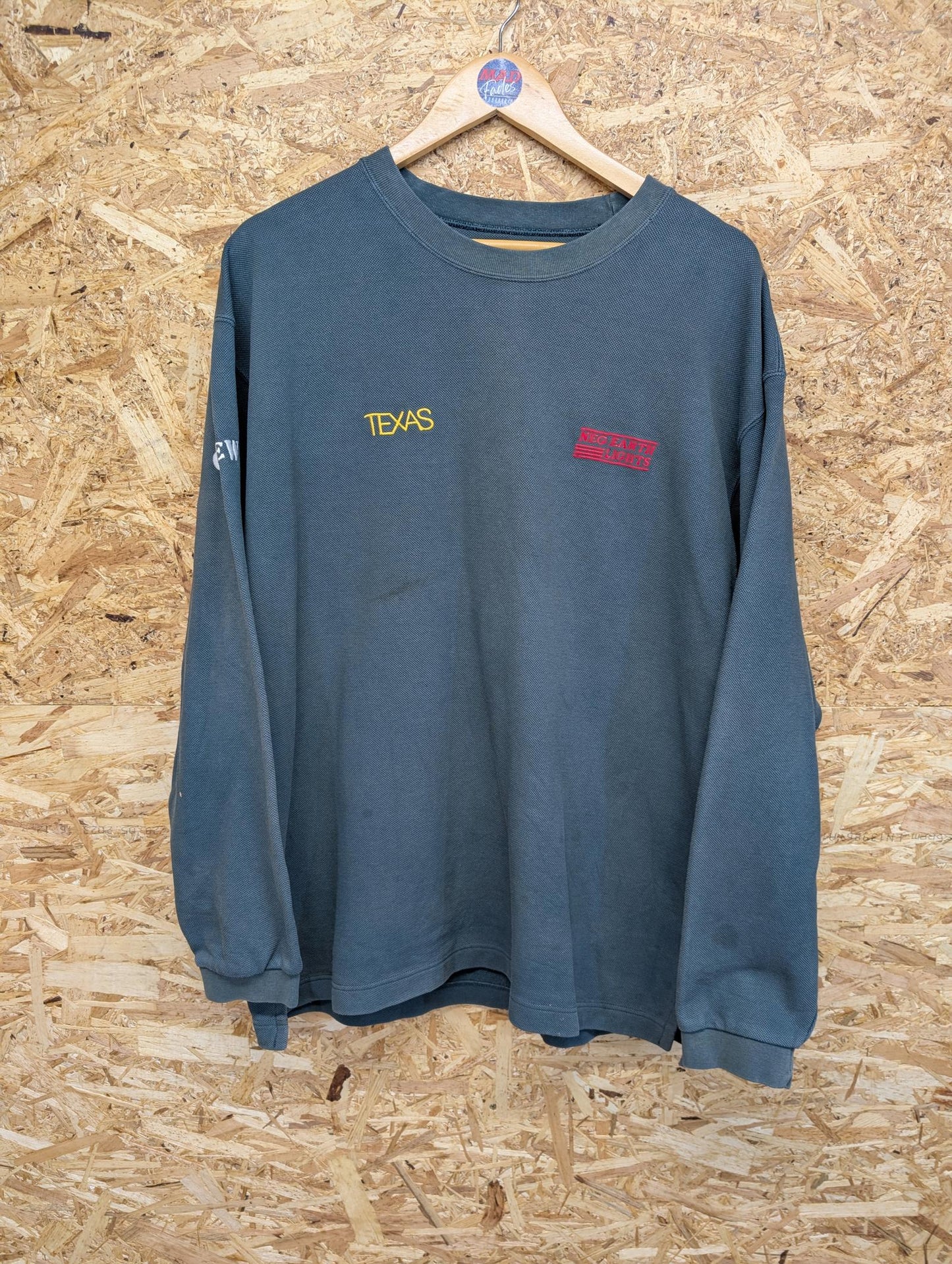 Texas Tour Crew Sweater Mens XL Earth Lights Jumper Green Vintage 00s Y2K