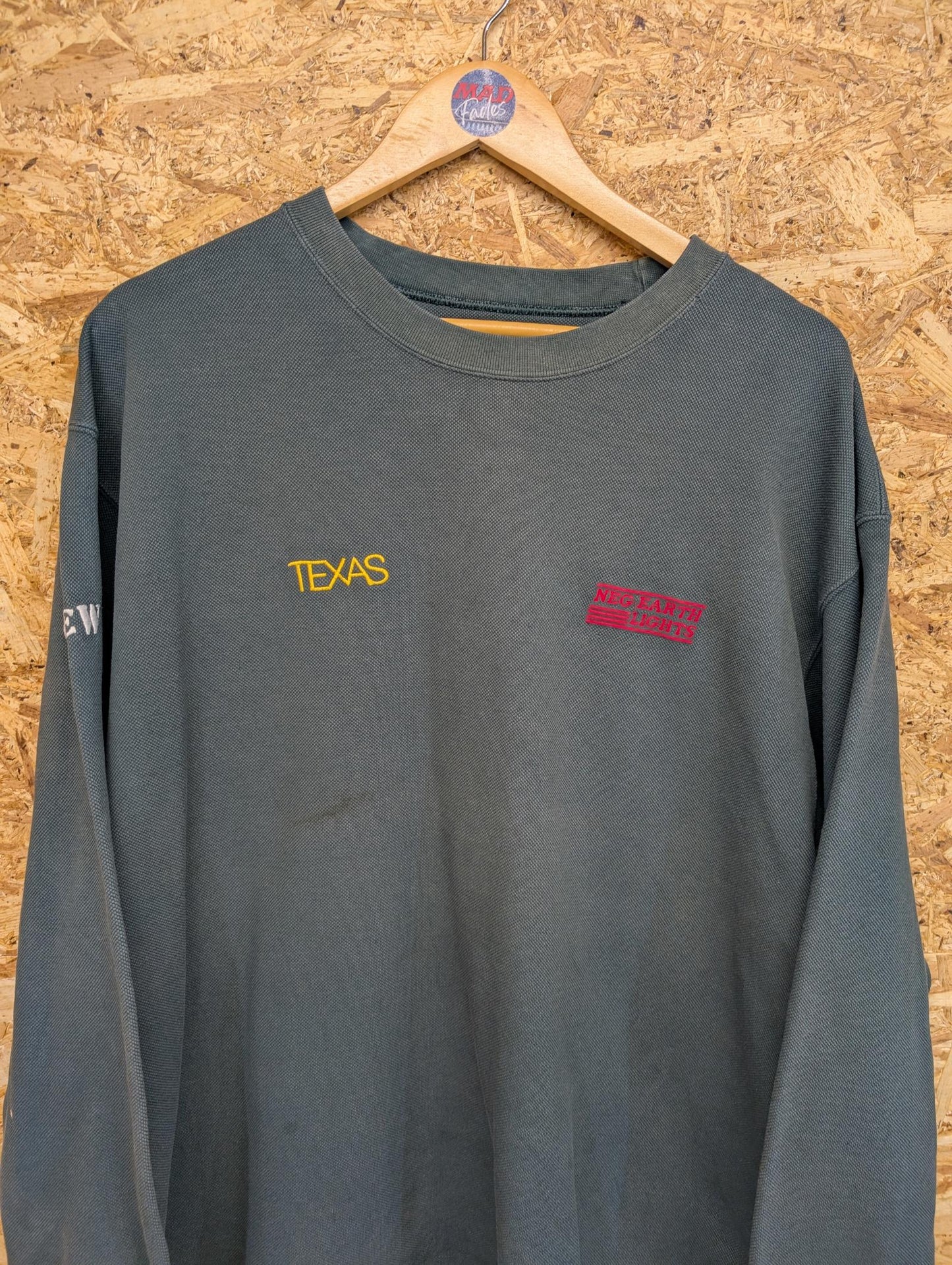 Texas Tour Crew Sweater Mens XL Earth Lights Jumper Green Vintage 00s Y2K