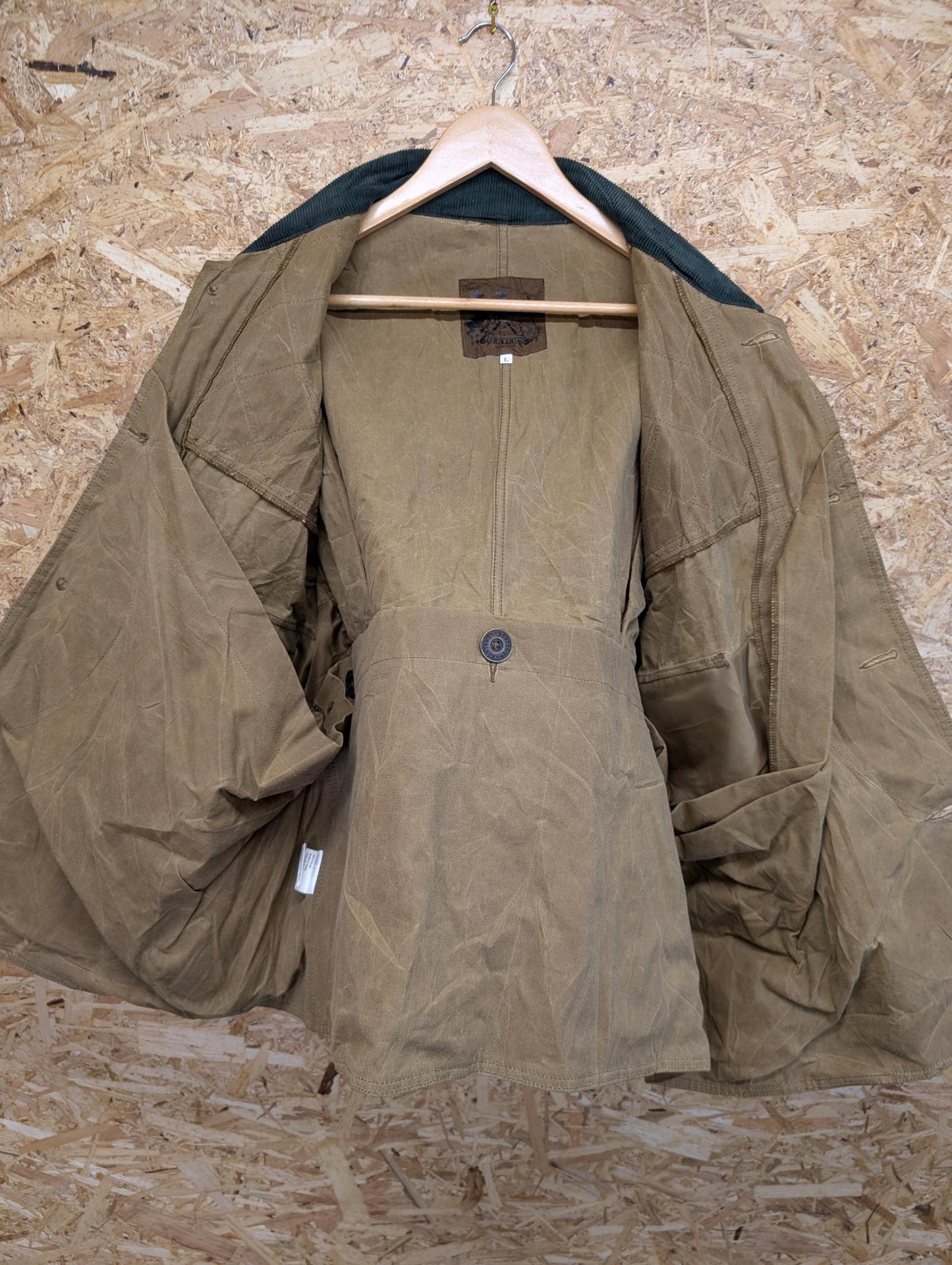 Herters Tin Cloth Jacket Men Large Waxed Packer Duck Canvas Tan Brown Coat