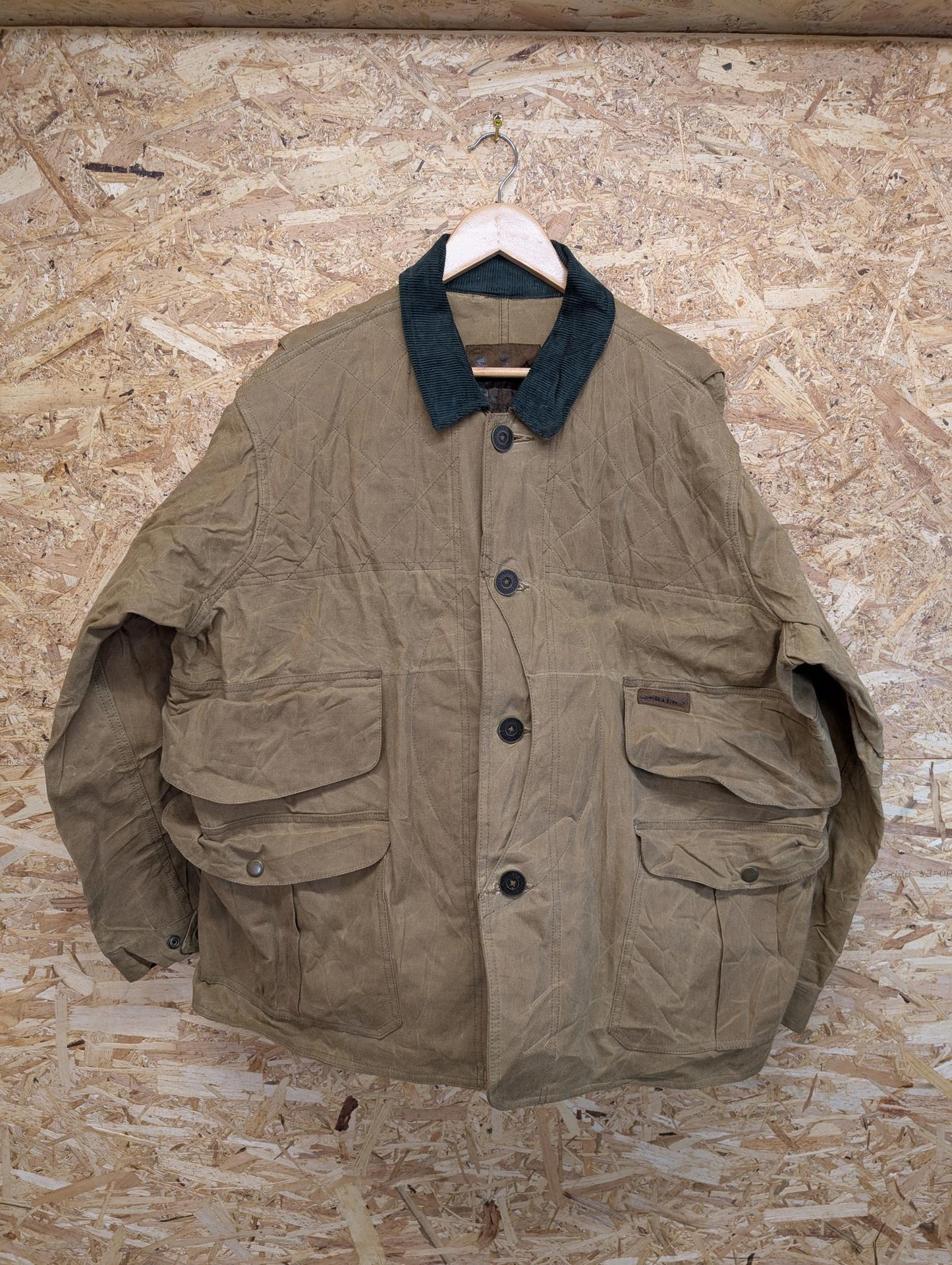 Herters Tin Cloth Jacket Men Large Waxed Packer Duck Canvas Tan Brown Coat