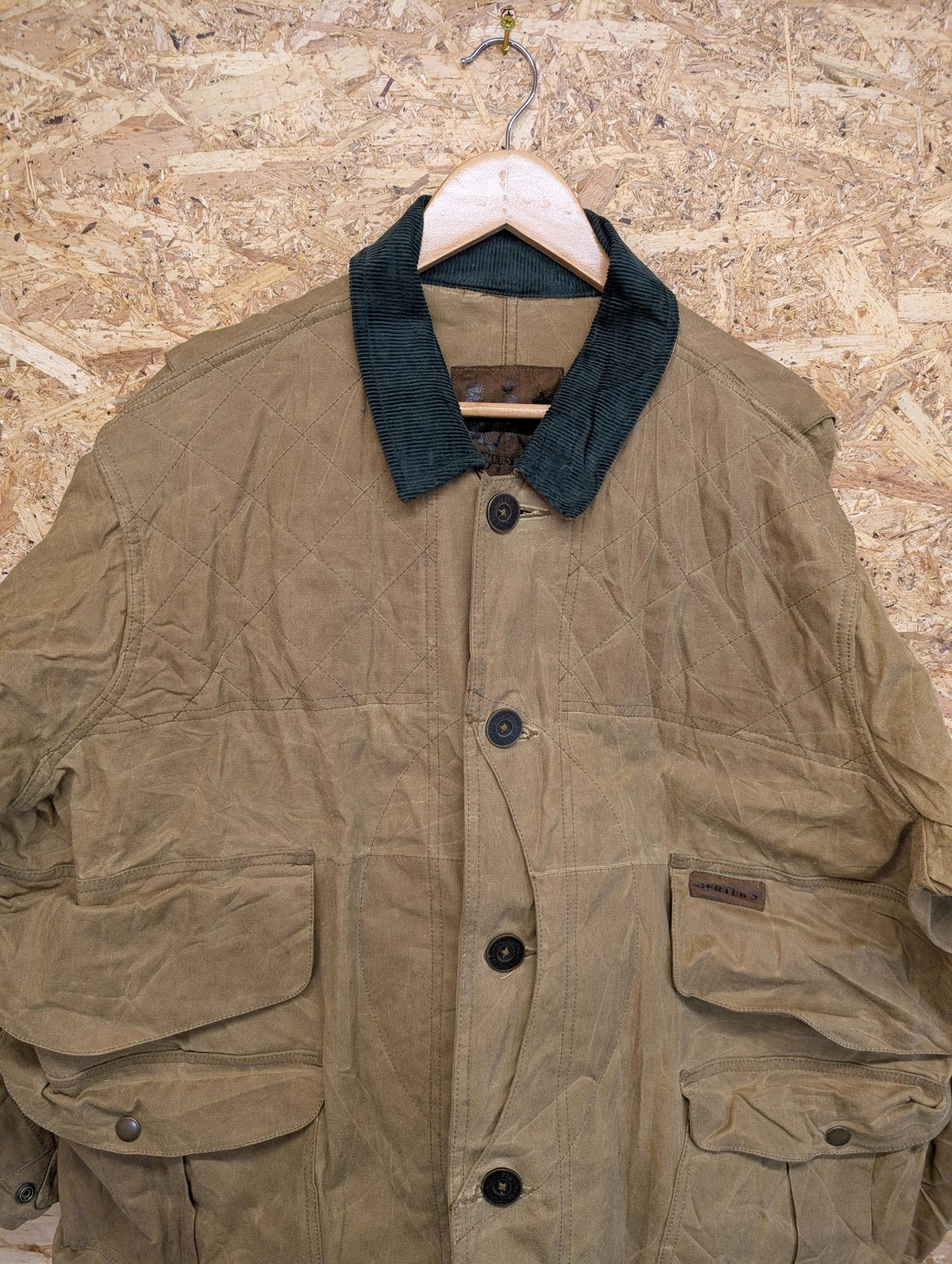 Herters Tin Cloth Jacket Men Large Waxed Packer Duck Canvas Tan Brown Coat