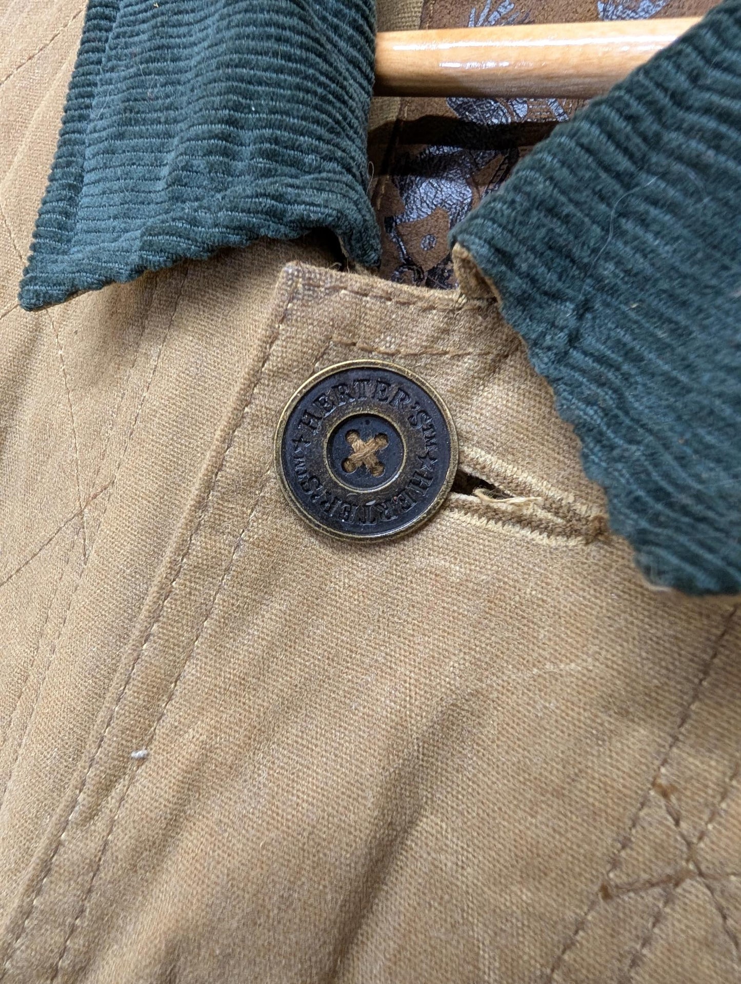 Herters Tin Cloth Jacket Men Large Waxed Packer Duck Canvas Tan Brown Coat
