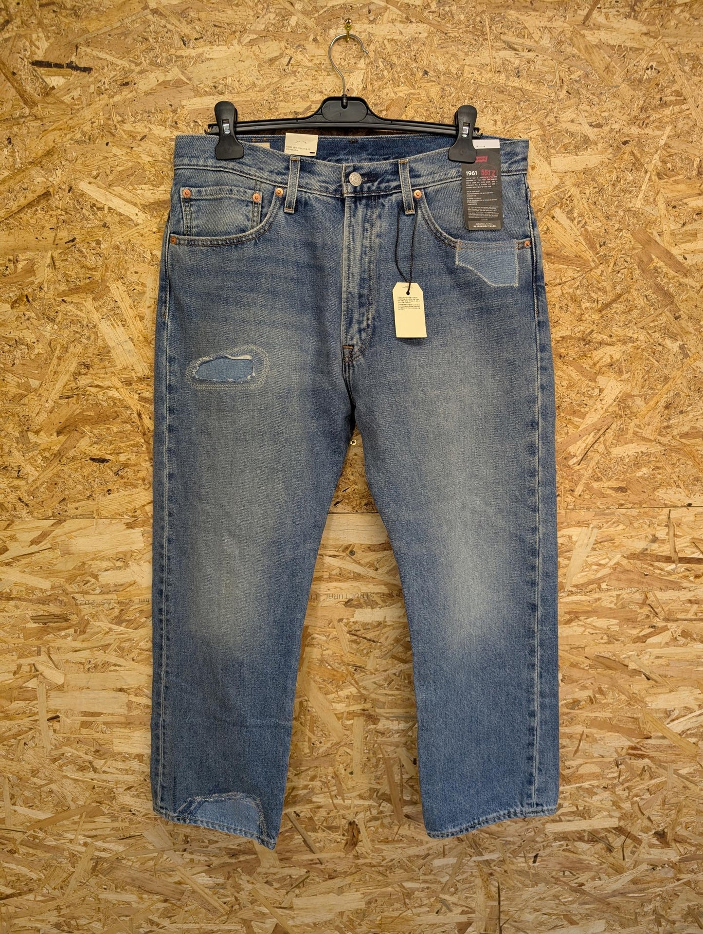Levis Jeans W34 Premium 551z 1961 Big E Straight Relaxed Fit Distressed Blue