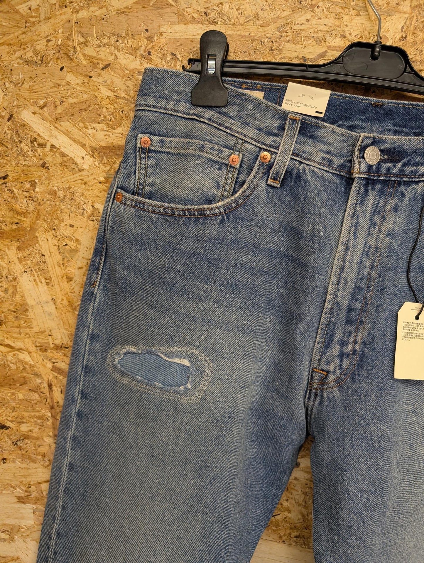 Levis Jeans W34 Premium 551z 1961 Big E Straight Relaxed Fit Distressed Blue